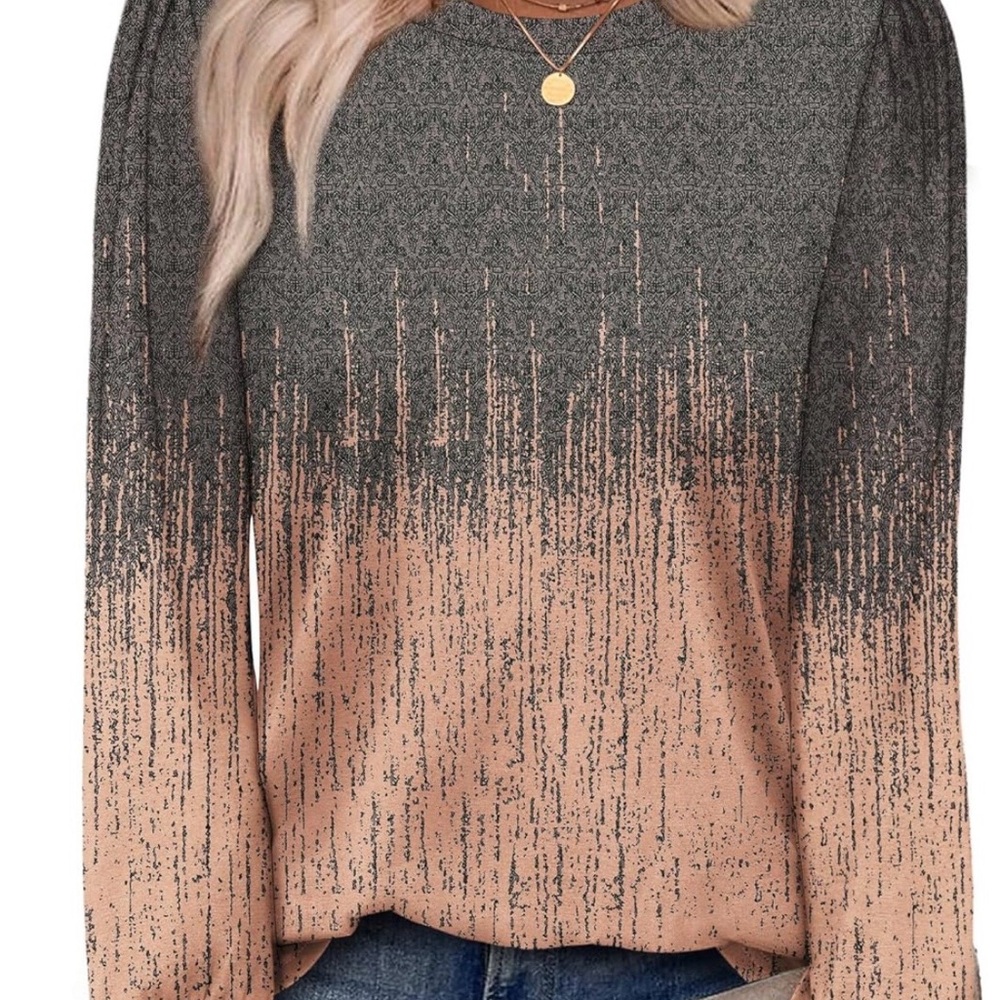 Stylish Gray and Tan Women's Top